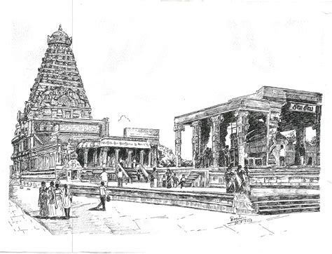 La construction du temple Brihadeeswarar à Thanjavur; un chef-d'œuvre architectural de l'empire Chola et une démonstration de pouvoir royal.